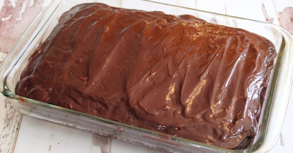 Deep Dark Chocolate Cake in pan